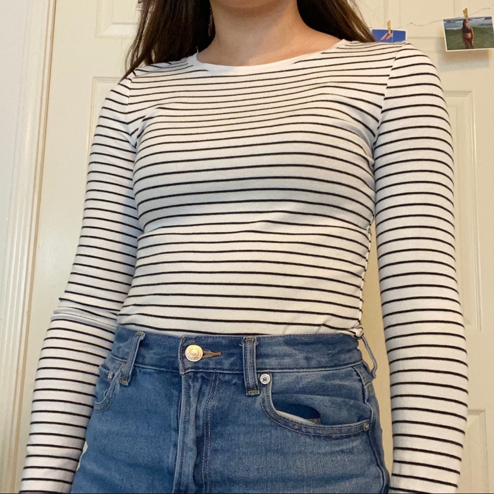 Black and White Striped Top